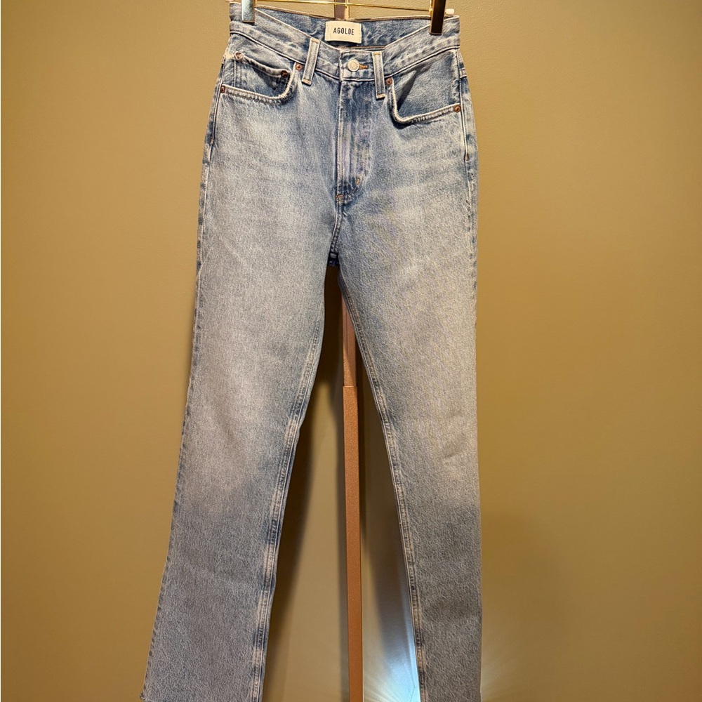 NWOT AGOLDE Leena High Rise Baby Flare Jean in Stage